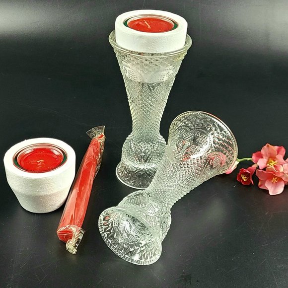 Vintage - New Avon "Heart & Diamond" Convertible Candlestick - Set of 2 - Picture 11 of 11